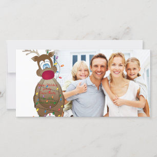 Carte photo drôle de famille de renne de Noël