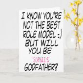 Carte Photo drôle moderne de proposition de parrain (Fleur jaune)