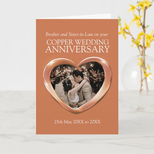 carte photo du 7e anniversaire mariage du cuivre (Fleur jaune)