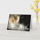 Carte Photo du chat I Love You (Fleur jaune)