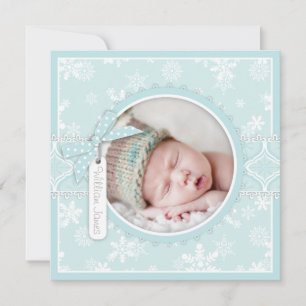 Carte photo du Faire-part de naissance de neige