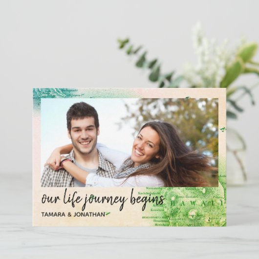 Carte photo du mariage de destination à Hawaii - E (Debout devant)