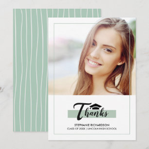 Carte photo du Merci de graduation verte de la men
