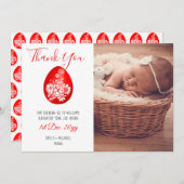 Carte photo du MERCI de la fête des oeufs rouges e (Devant / Derrière)