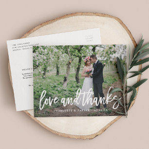 Carte photo du Merci Mariage brossé