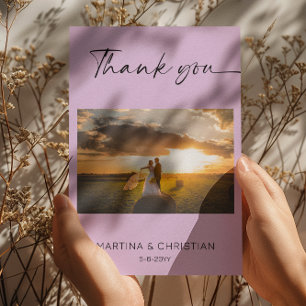 Carte Photo du Merci Mariage de lavande