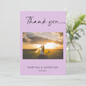 Carte Photo du Merci Mariage de lavande (Debout devant)