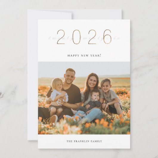 Carte photo du Nouvel An 2024 d'or (Devant)