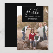 Carte photo du Nouvel An Elegance Squared | Noir (Devant / Derrière)