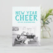 Carte photo du Nouvel An étoilé | Turquoise (Debout devant)