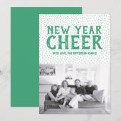 Carte photo du Nouvel An étoilé | Vert (Devant / Derrière)