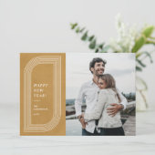 Carte photo du Nouvel An géométrique Abstrait - Or (Debout devant)