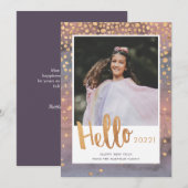 Carte photo du Nouvel An Gold Confetti (Devant / Derrière)