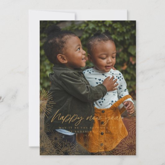 Carte photo du Nouvel An Starburst (Devant)