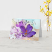 Carte Photo d'un crocus de printemps violet pour la fête (Fleur jaune)