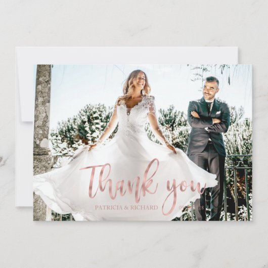 Carte Photo Elegant Calligraphie Mariage Merci (Devant)