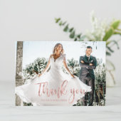 Carte Photo Elegant Calligraphie Mariage Merci (Debout devant)