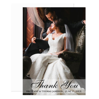 Carte photo élégant de Merci de mariage