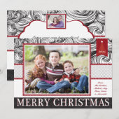 Carte photo élégant rouge et noir de Noël (Devant / Derrière)