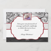 Carte photo élégant rouge et noir de Noël (Dos)
