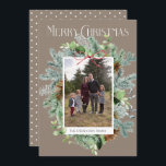 Carte Photo élégante de Christmas Greenery Greeting Card<br><div class="desc">Celebrate the season with this beautiful watercolor greenery greeting card Photo courtesy of https://maeganbartell.wixsite.com/graciemaephotography</div>