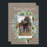 Carte Photo élégante de Christmas Greenery Greeting Card<br><div class="desc">Celebrate the season with this beautiful watercolor greenery greeting card Photo courtesy of https://maeganbartell.wixsite.com/graciemaephotography</div>