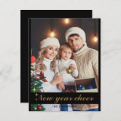 Carte photo élégante et joyeuse pour le nouvel an (Devant / Derrière)