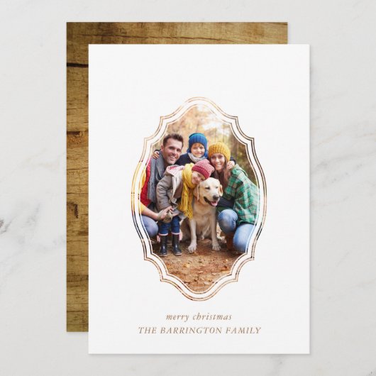 Carte Photo En Bois Et Blanc Minimal Moderne (Devant / Derrière)