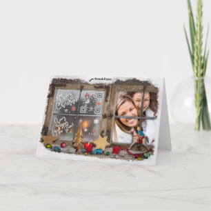 Carte photo en bois rustique de musique de Noël de