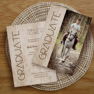 Carte Photo en bois rustique moderne Unisex Graduation