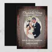 Carte photo en bois rustique pourpre de mariage de (Devant / Derrière)