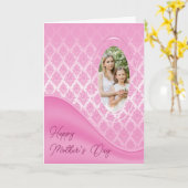 Carte photo en damas dégradé rose (Fleur jaune)