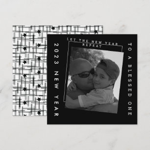 Carte Photo en noir et blanc du Nouvel An 2023