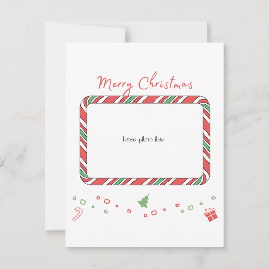 Carte photo en sucre de canne mignon Carte de Noël (Devant)