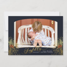 Carte photo encadrée de confettis Navy avec joie