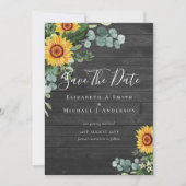 Carte Photo Enregistrer la date Rustic SUNFLOWERS Verdur (Devant)