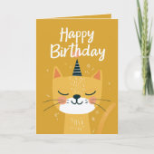 Carte Photo et nom personnalisés | Illustration de chat (Devant)