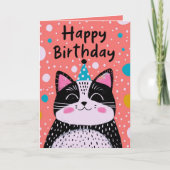 Carte Photo et nom personnalisés | Image de chat noir mi (Devant)