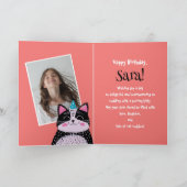 Carte Photo et nom personnalisés | Image de chat noir mi (Intérieur)