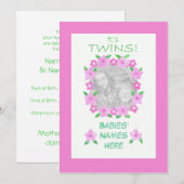 Carte photo Faire-part de fille jumelle (Devant / Derrière)