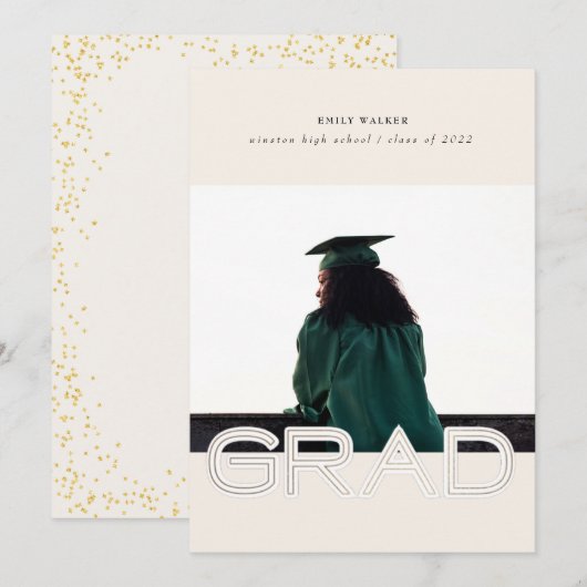 carte photo faire-part de graduation de script gra (Devant / Derrière)