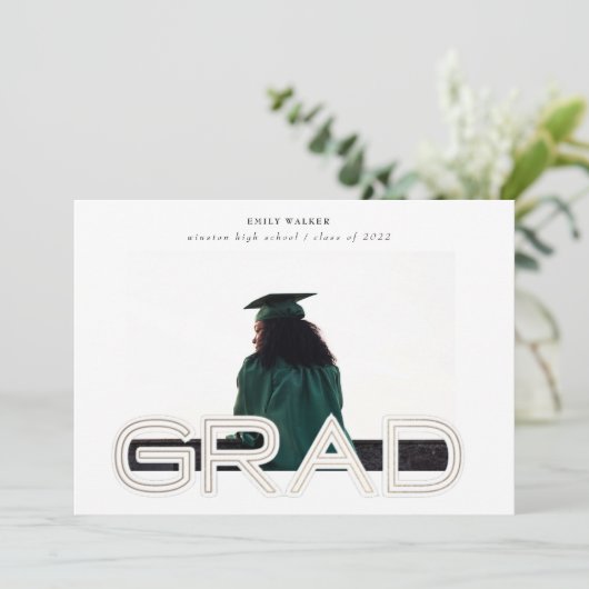 carte photo faire-part de graduation de script gra (Debout devant)