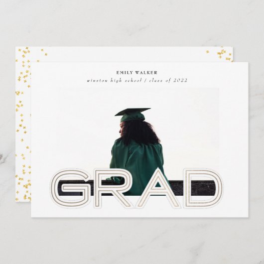 carte photo faire-part de graduation de script gra (Devant / Derrière)
