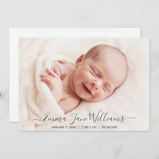 Carte photo Faire-part de naissance (Devant / Derrière)