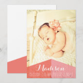 Carte photo Faire-part de naissance Aztec Baby Gir (Devant / Derrière)