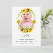 Carte photo Faire-part de naissance Boho Sunflower (Debout devant)
