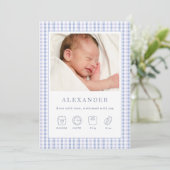 Carte photo Faire-part de naissance En vichy garço (Debout devant)