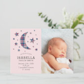 Carte photo faire-part de naissance | Étoiles Lune (Debout devant)
