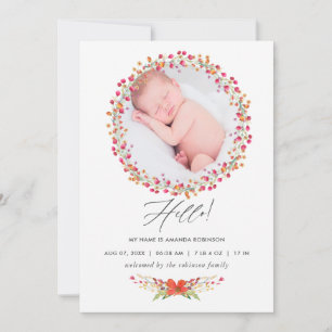 Carte photo Faire-part de naissance Fleur sauvage 