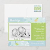 Carte photo Faire-part de naissance jumeaux (Devant / Derrière)